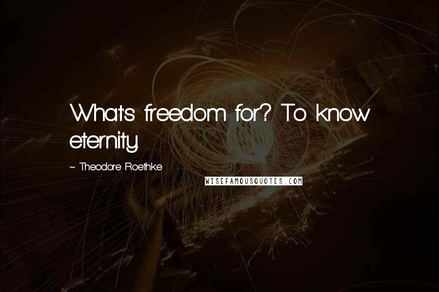 Theodore Roethke Quotes: What's freedom for? To know eternity.