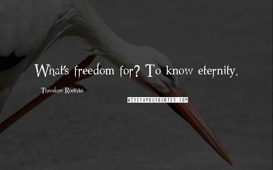 Theodore Roethke Quotes: What's freedom for? To know eternity.