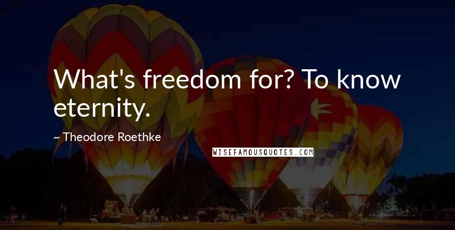 Theodore Roethke Quotes: What's freedom for? To know eternity.
