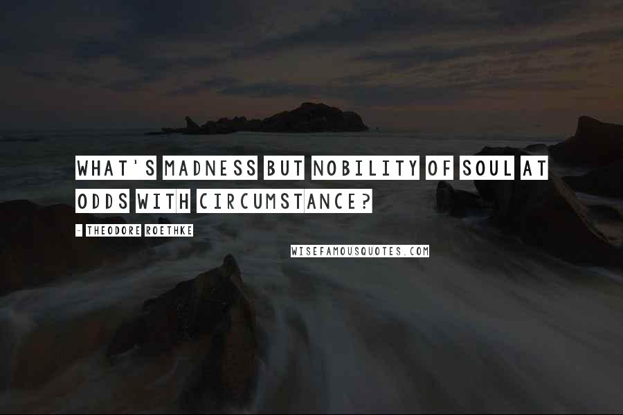 Theodore Roethke Quotes: What's madness but nobility of soul at odds with circumstance?