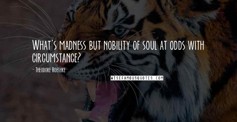 Theodore Roethke Quotes: What's madness but nobility of soul at odds with circumstance?
