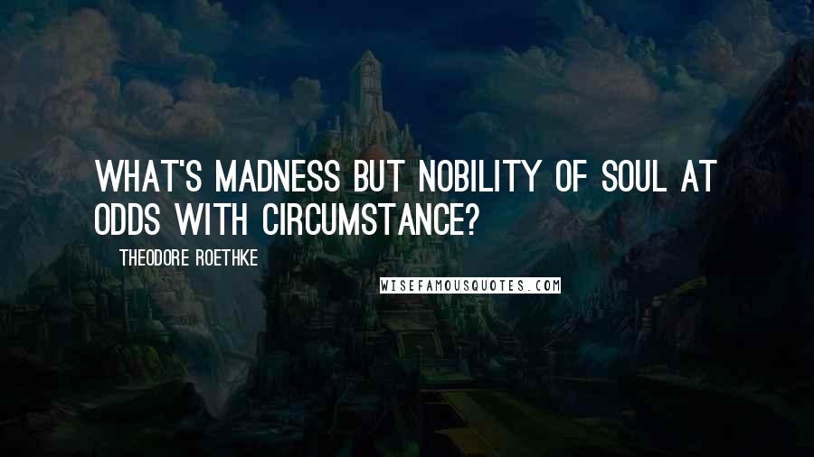 Theodore Roethke Quotes: What's madness but nobility of soul at odds with circumstance?