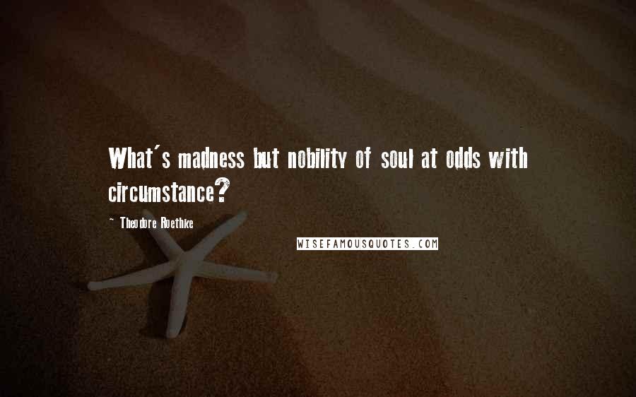 Theodore Roethke Quotes: What's madness but nobility of soul at odds with circumstance?