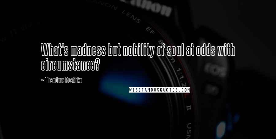 Theodore Roethke Quotes: What's madness but nobility of soul at odds with circumstance?