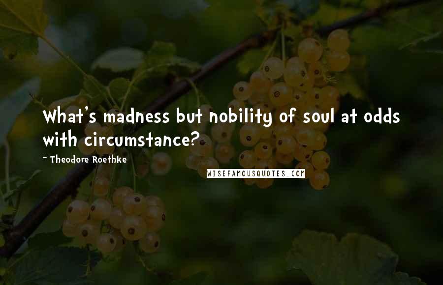 Theodore Roethke Quotes: What's madness but nobility of soul at odds with circumstance?