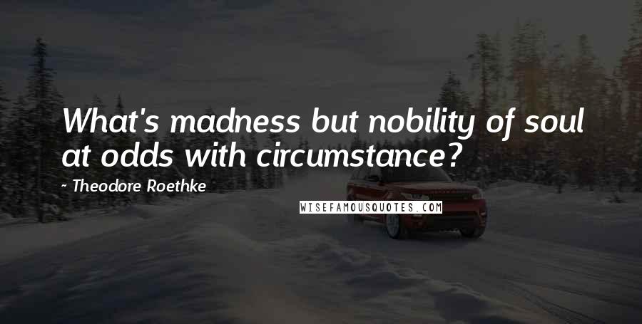 Theodore Roethke Quotes: What's madness but nobility of soul at odds with circumstance?