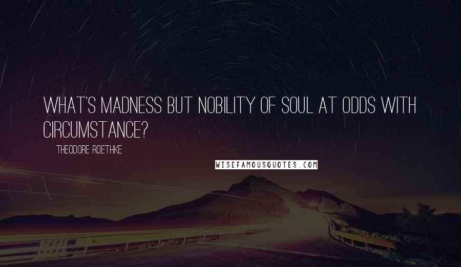 Theodore Roethke Quotes: What's madness but nobility of soul at odds with circumstance?