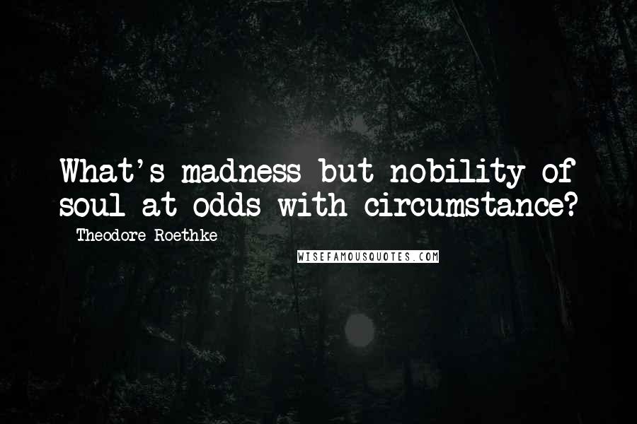 Theodore Roethke Quotes: What's madness but nobility of soul at odds with circumstance?