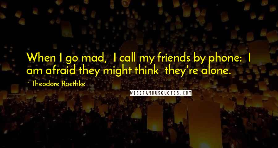 Theodore Roethke Quotes: When I go mad,  I call my friends by phone:  I am afraid they might think  they're alone.