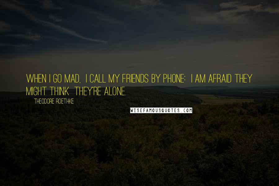 Theodore Roethke Quotes: When I go mad,  I call my friends by phone:  I am afraid they might think  they're alone.