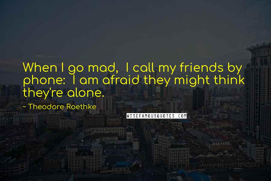 Theodore Roethke Quotes: When I go mad,  I call my friends by phone:  I am afraid they might think  they're alone.