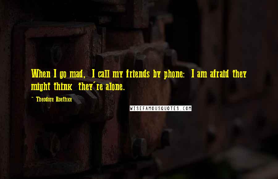 Theodore Roethke Quotes: When I go mad,  I call my friends by phone:  I am afraid they might think  they're alone.