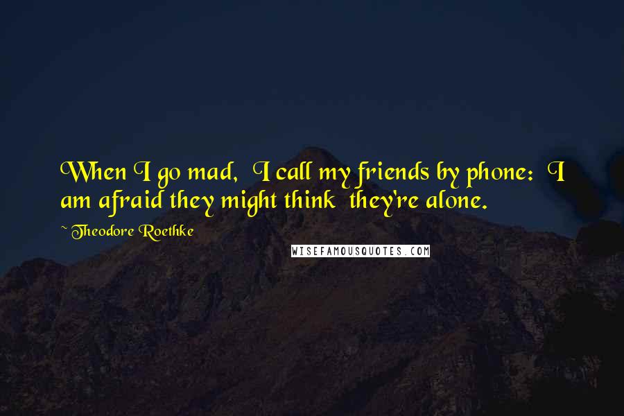 Theodore Roethke Quotes: When I go mad,  I call my friends by phone:  I am afraid they might think  they're alone.