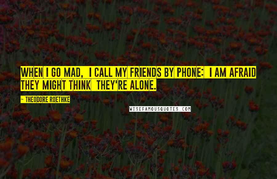 Theodore Roethke Quotes: When I go mad,  I call my friends by phone:  I am afraid they might think  they're alone.