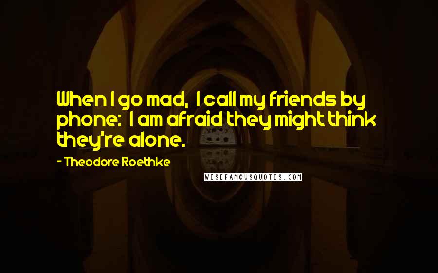 Theodore Roethke Quotes: When I go mad,  I call my friends by phone:  I am afraid they might think  they're alone.