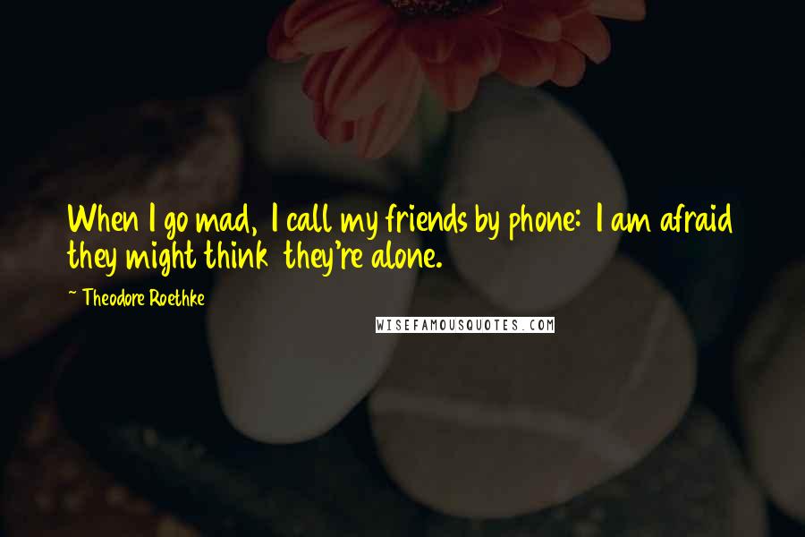 Theodore Roethke Quotes: When I go mad,  I call my friends by phone:  I am afraid they might think  they're alone.