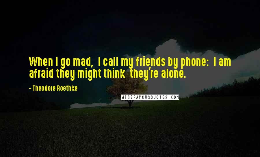 Theodore Roethke Quotes: When I go mad,  I call my friends by phone:  I am afraid they might think  they're alone.