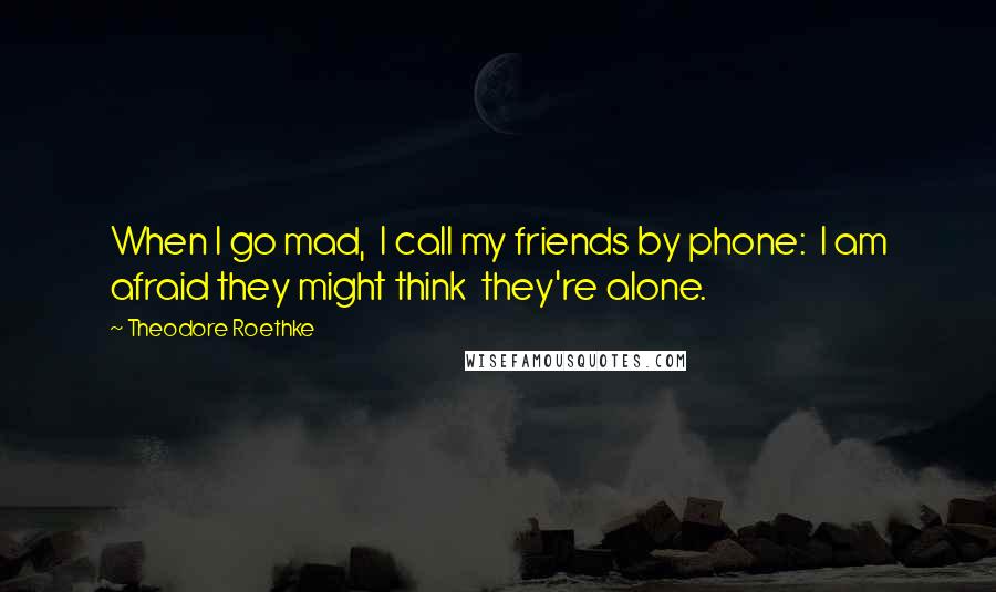 Theodore Roethke Quotes: When I go mad,  I call my friends by phone:  I am afraid they might think  they're alone.