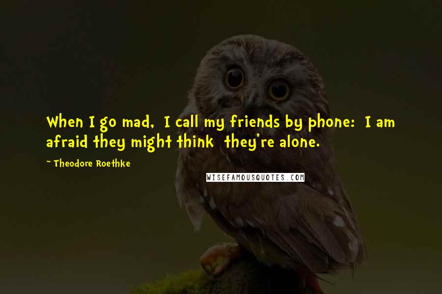 Theodore Roethke Quotes: When I go mad,  I call my friends by phone:  I am afraid they might think  they're alone.