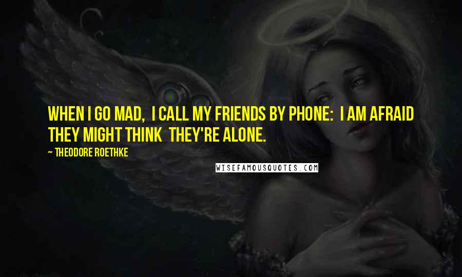 Theodore Roethke Quotes: When I go mad,  I call my friends by phone:  I am afraid they might think  they're alone.