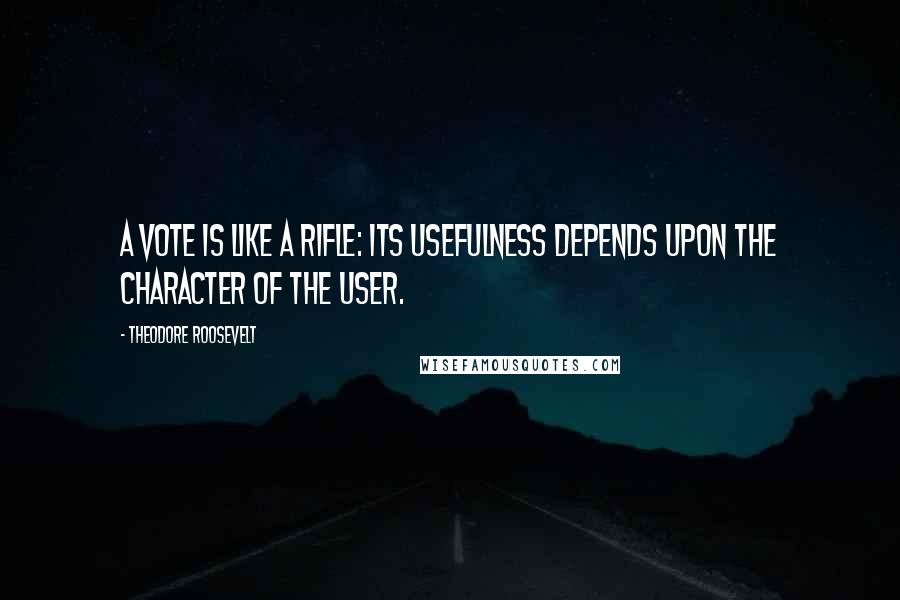 Theodore Roosevelt Quotes: A vote is like a rifle: its usefulness depends upon the character of the user.