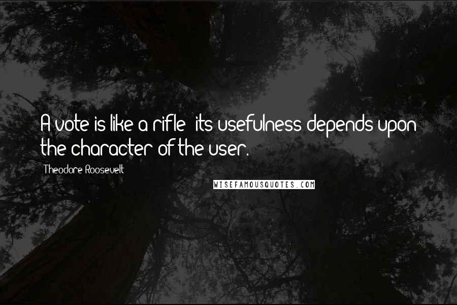 Theodore Roosevelt Quotes: A vote is like a rifle: its usefulness depends upon the character of the user.