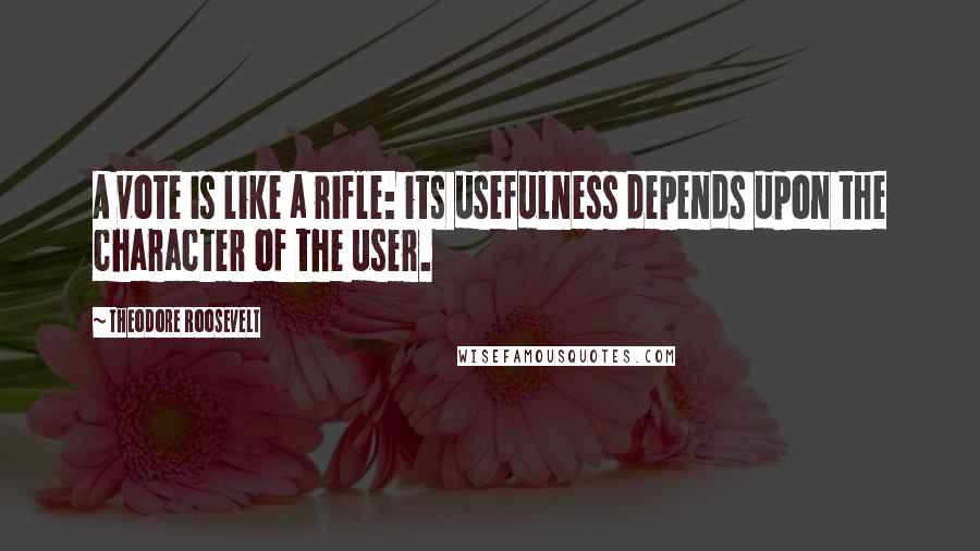 Theodore Roosevelt Quotes: A vote is like a rifle: its usefulness depends upon the character of the user.