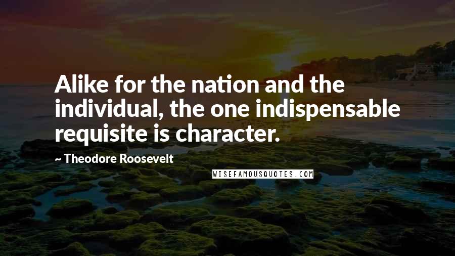 Theodore Roosevelt Quotes: Alike for the nation and the individual, the one indispensable requisite is character.