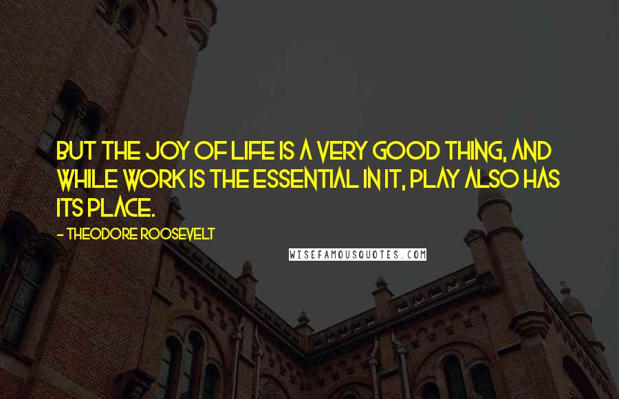 Theodore Roosevelt Quotes: But the joy of life is a very good thing, and while work is the essential in it, play also has its place.