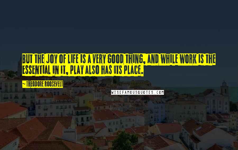 Theodore Roosevelt Quotes: But the joy of life is a very good thing, and while work is the essential in it, play also has its place.