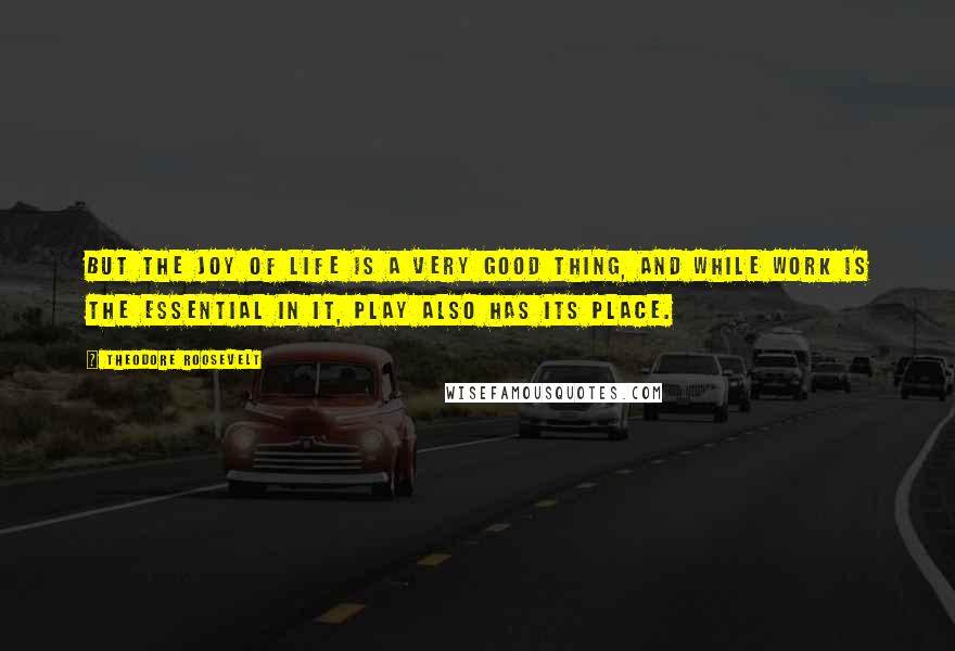 Theodore Roosevelt Quotes: But the joy of life is a very good thing, and while work is the essential in it, play also has its place.