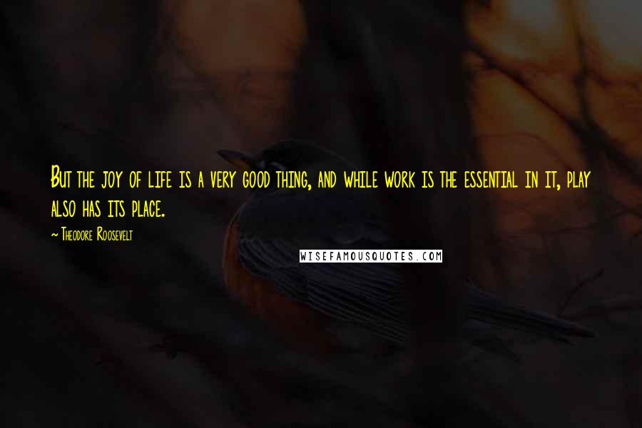 Theodore Roosevelt Quotes: But the joy of life is a very good thing, and while work is the essential in it, play also has its place.