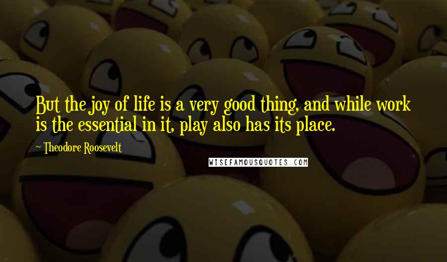 Theodore Roosevelt Quotes: But the joy of life is a very good thing, and while work is the essential in it, play also has its place.