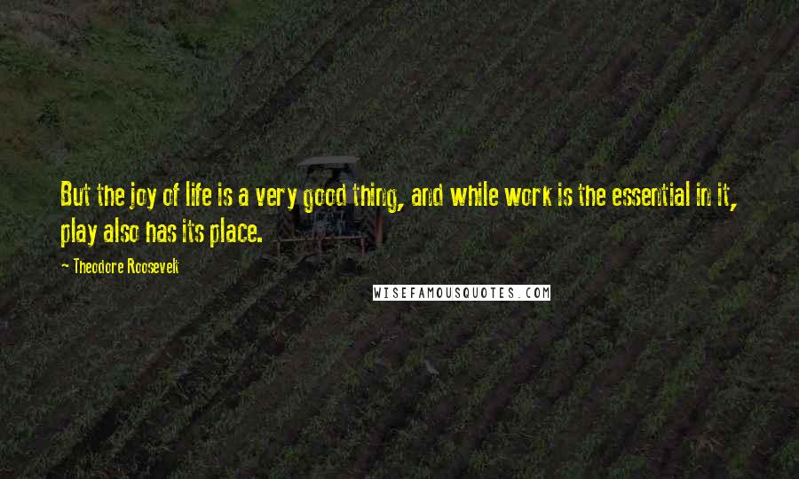 Theodore Roosevelt Quotes: But the joy of life is a very good thing, and while work is the essential in it, play also has its place.