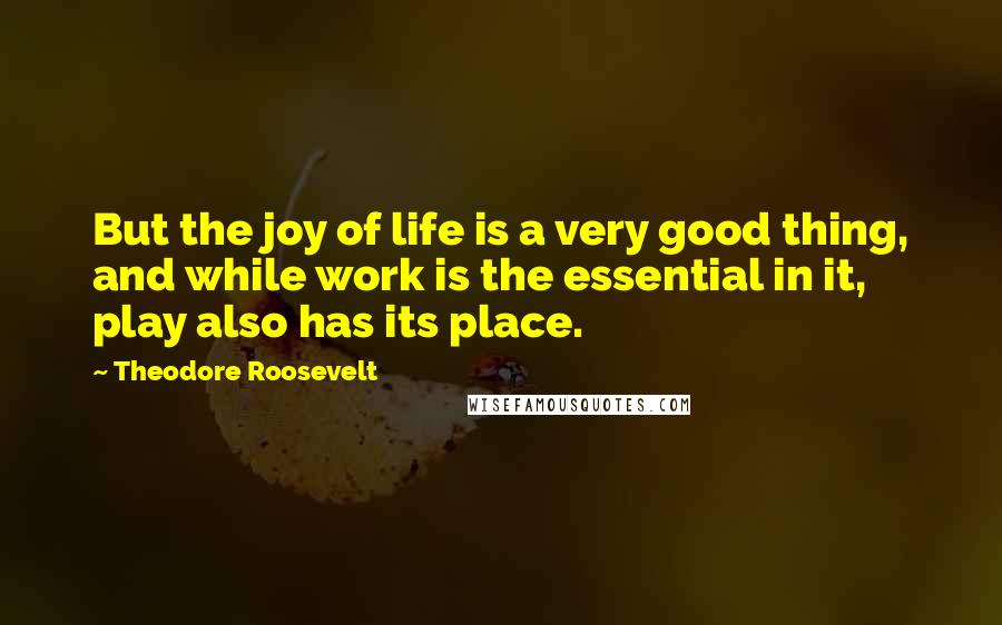 Theodore Roosevelt Quotes: But the joy of life is a very good thing, and while work is the essential in it, play also has its place.