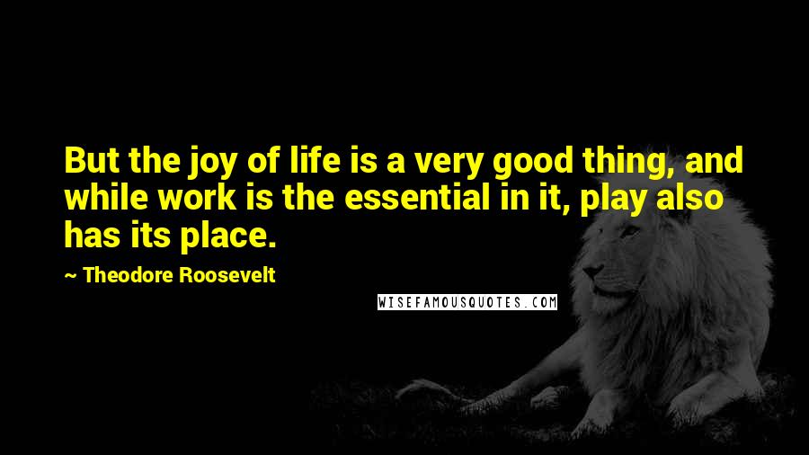 Theodore Roosevelt Quotes: But the joy of life is a very good thing, and while work is the essential in it, play also has its place.
