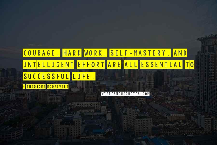 Theodore Roosevelt Quotes: Courage, hard work, self-mastery, and intelligent effort are all essential to successful life.