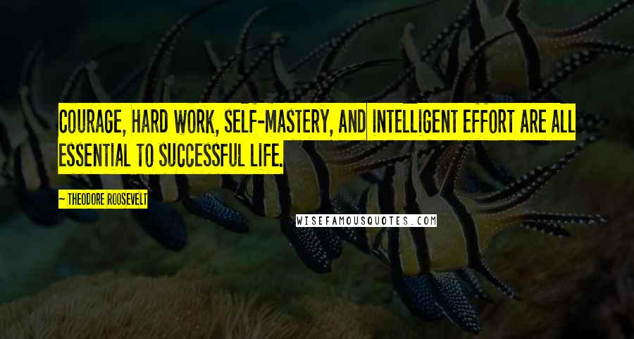 Theodore Roosevelt Quotes: Courage, hard work, self-mastery, and intelligent effort are all essential to successful life.