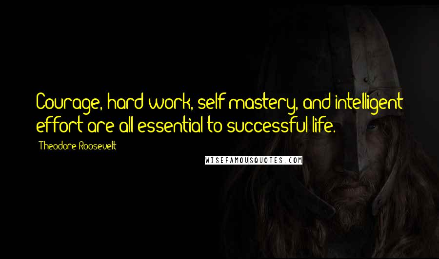 Theodore Roosevelt Quotes: Courage, hard work, self-mastery, and intelligent effort are all essential to successful life.