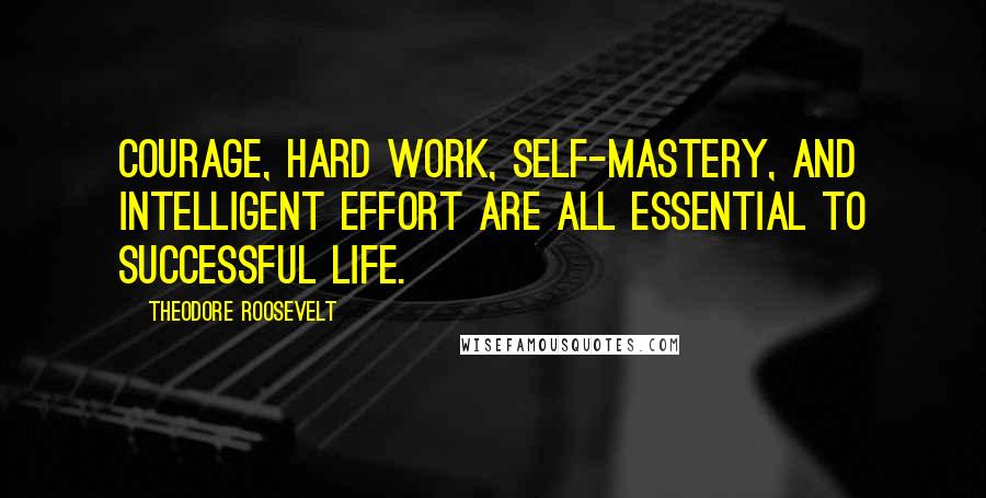 Theodore Roosevelt Quotes: Courage, hard work, self-mastery, and intelligent effort are all essential to successful life.