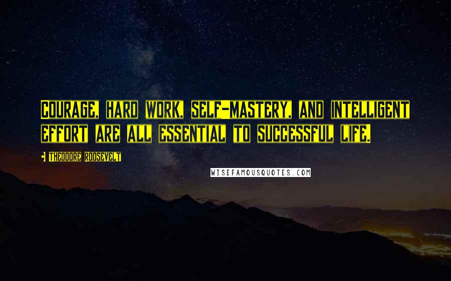 Theodore Roosevelt Quotes: Courage, hard work, self-mastery, and intelligent effort are all essential to successful life.