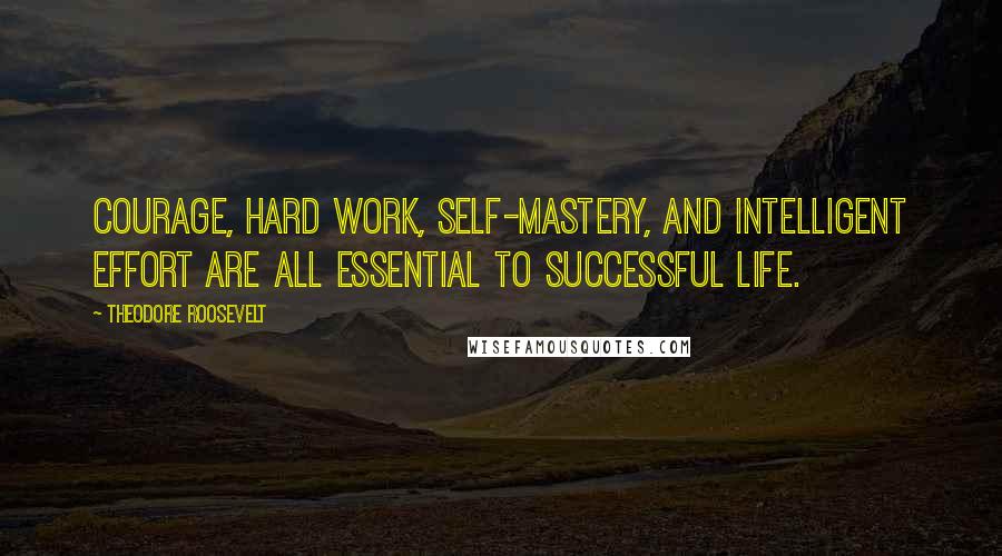 Theodore Roosevelt Quotes: Courage, hard work, self-mastery, and intelligent effort are all essential to successful life.