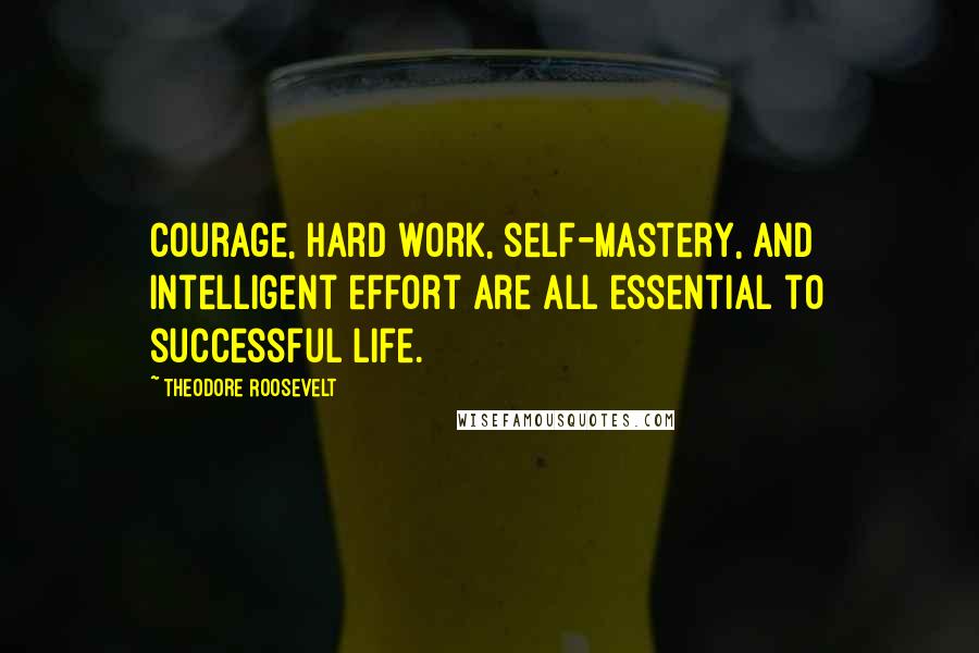 Theodore Roosevelt Quotes: Courage, hard work, self-mastery, and intelligent effort are all essential to successful life.