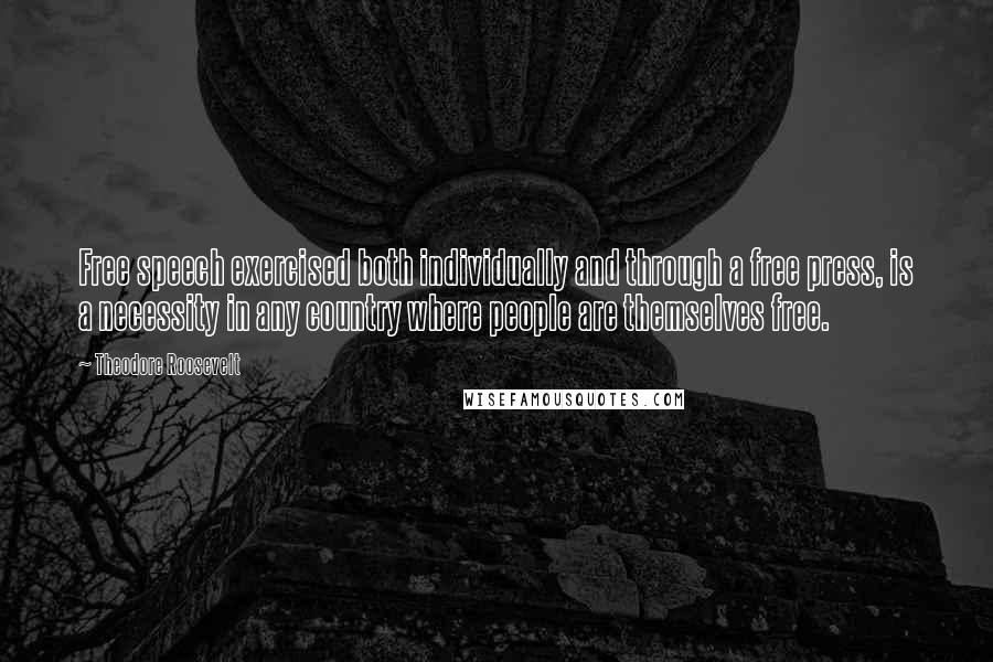 Theodore Roosevelt Quotes: Free speech exercised both individually and through a free press, is a necessity in any country where people are themselves free.