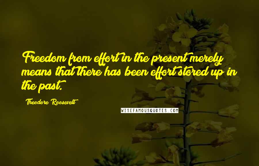 Theodore Roosevelt Quotes: Freedom from effort in the present merely means that there has been effort stored up in the past.