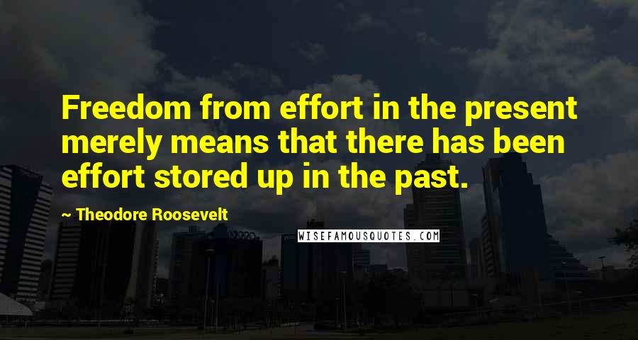 Theodore Roosevelt Quotes: Freedom from effort in the present merely means that there has been effort stored up in the past.