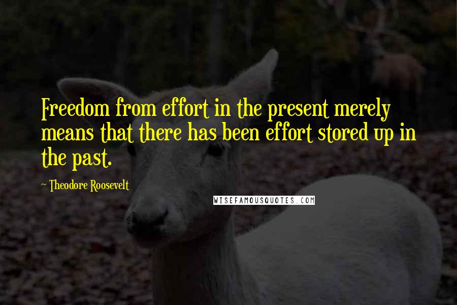 Theodore Roosevelt Quotes: Freedom from effort in the present merely means that there has been effort stored up in the past.