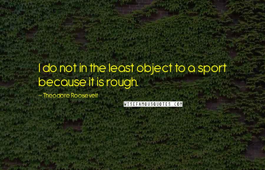 Theodore Roosevelt Quotes: I do not in the least object to a sport because it is rough.