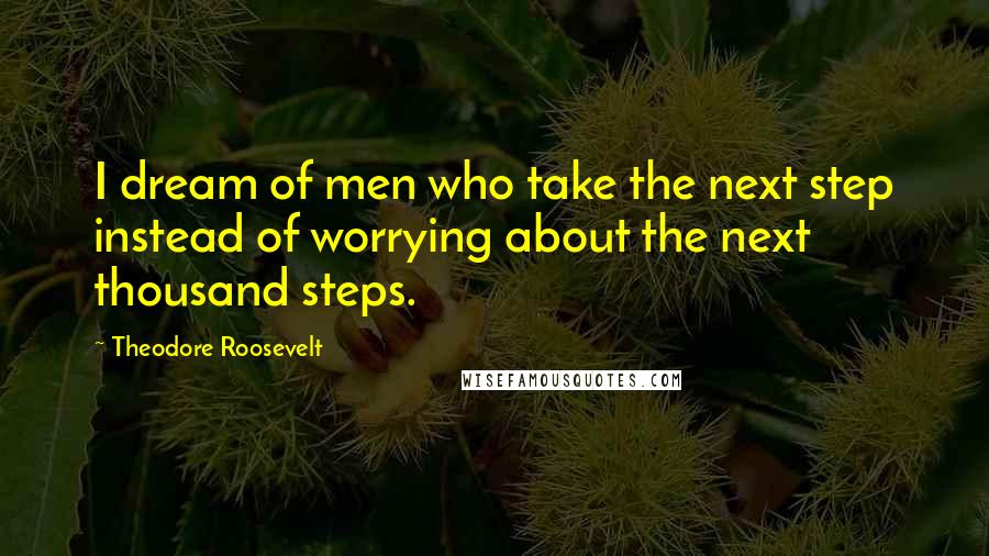 Theodore Roosevelt Quotes: I dream of men who take the next step instead of worrying about the next thousand steps.