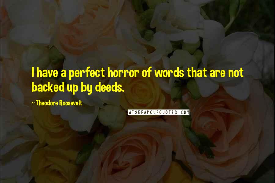 Theodore Roosevelt Quotes: I have a perfect horror of words that are not backed up by deeds.